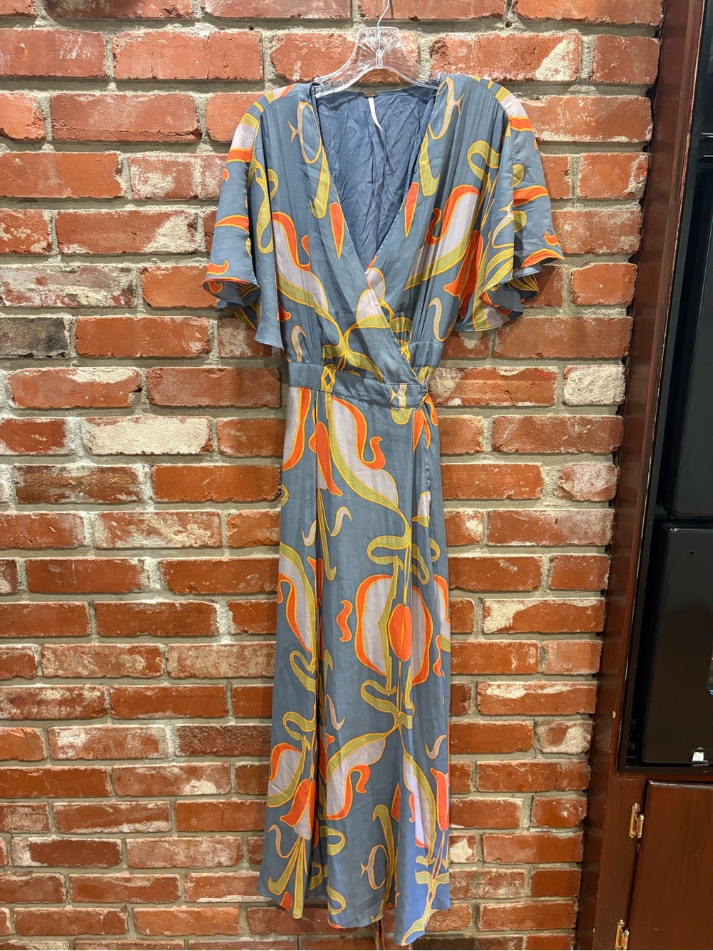 Free People Retro Tulip Floral Kimono Wrap Maxi Dress Size Small
